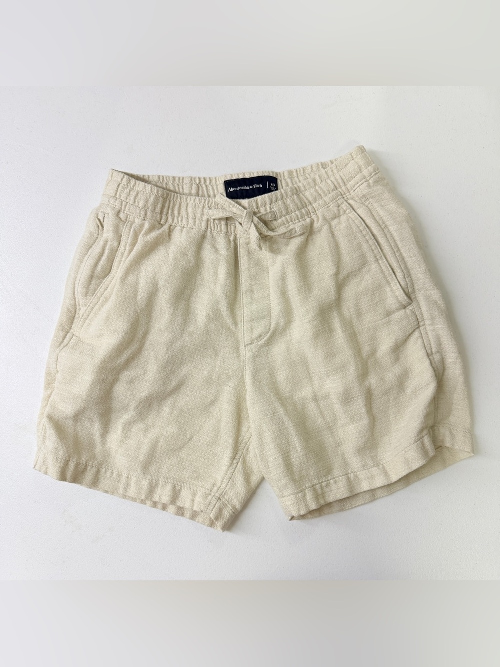 Abercrombie & Fitch Men’s Cream Linen Blend Pull-On Shorts Size XS